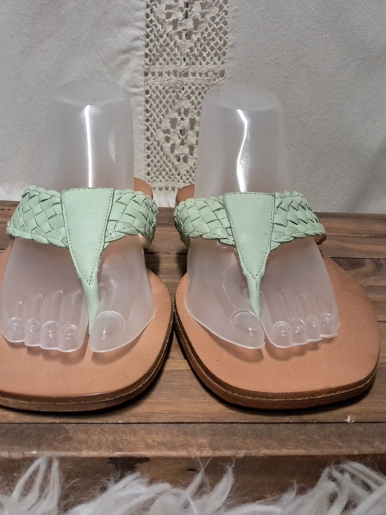 Rickard Shah Braided Leather Flip-Flop Sandals in Mint Size 9 main image 5